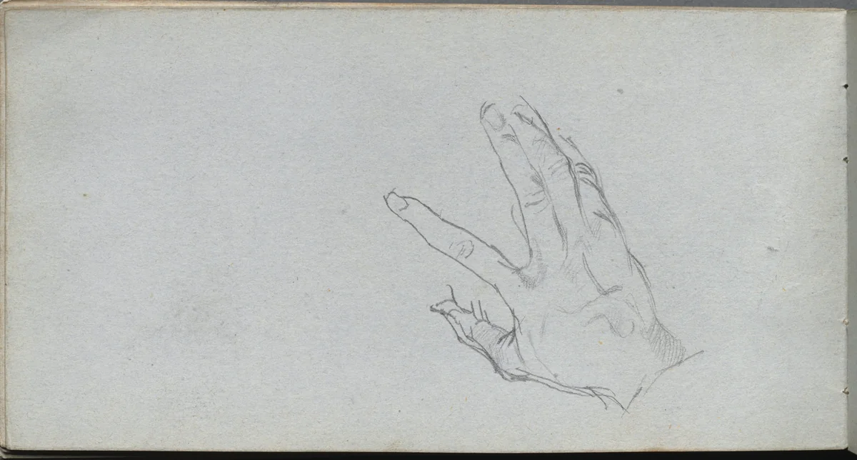 Sketchbook, page 68: Study of a Hand by Ernest Meissonier, book, 1860-1869