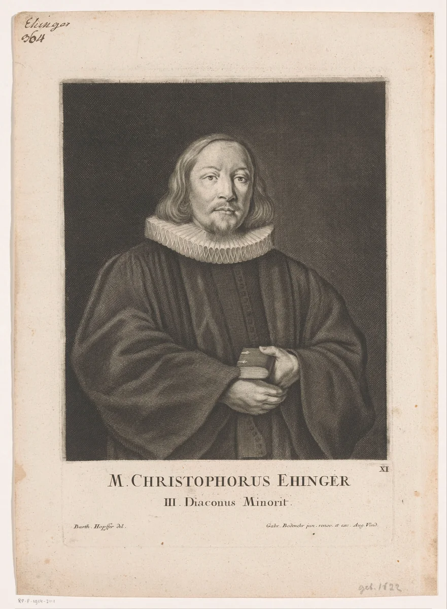 Portret van Christopher Ehinger by Bartholomäus Kilian, print, 1669