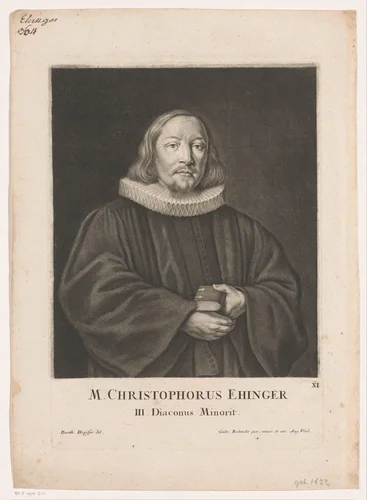 Portret van Christopher Ehinger by Bartholomäus Kilian, print, 1669