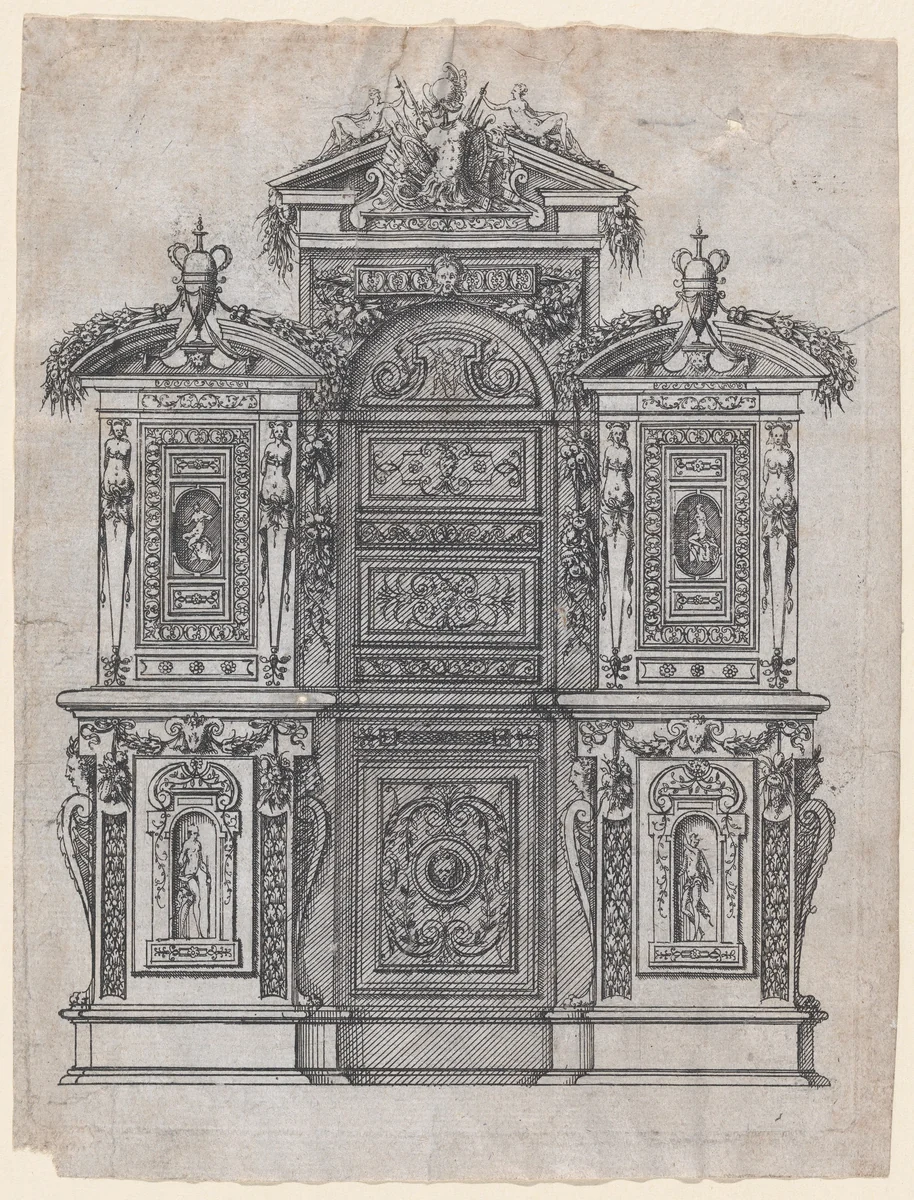 Furniture Design by Jacques Androuet du Cerceau, print, 1565-1570