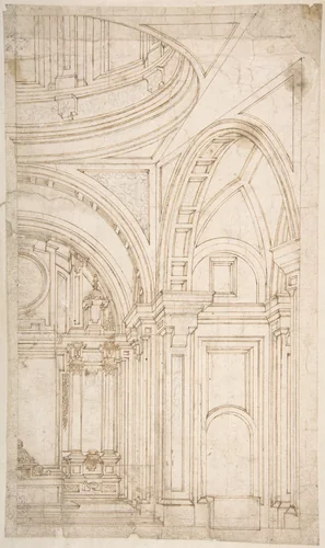 Design for the Interior of the East End of a Church by Melchor de Aguirre, drawing, 1600-1697