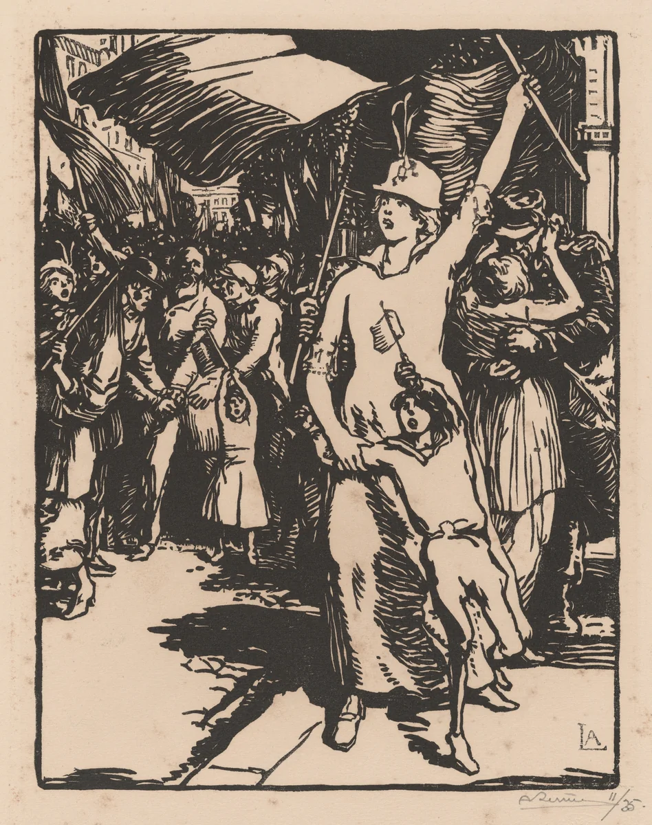 La Guerre est déclarée (War is Declared) by Auguste Lepère, print, 1849-1918
