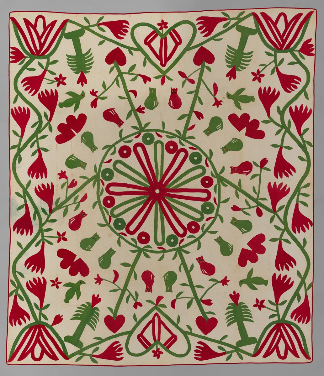 Cat quilt by American, artwork, 1845-1855