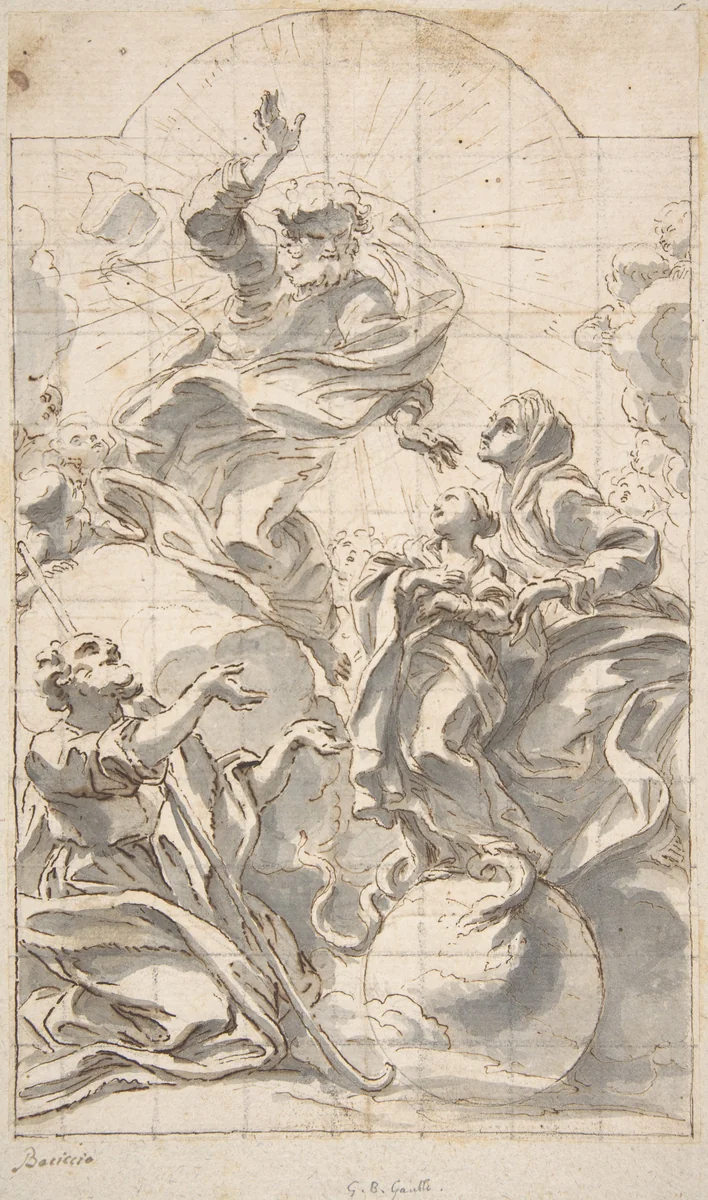 Allegory of the Immaculate Conception by Giovanni Battista Gaulli, drawing, 1639-1709