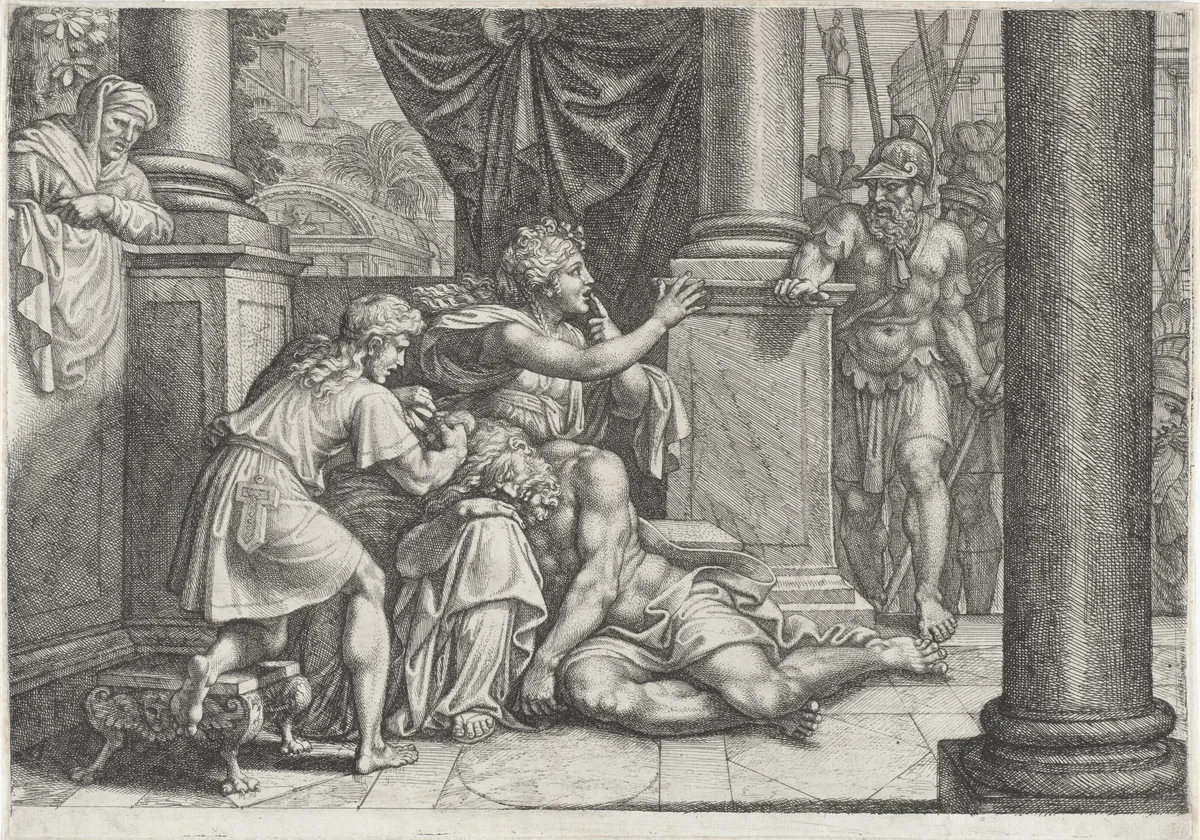 Samson and Delilah by Michel Corneille, print, 1660
