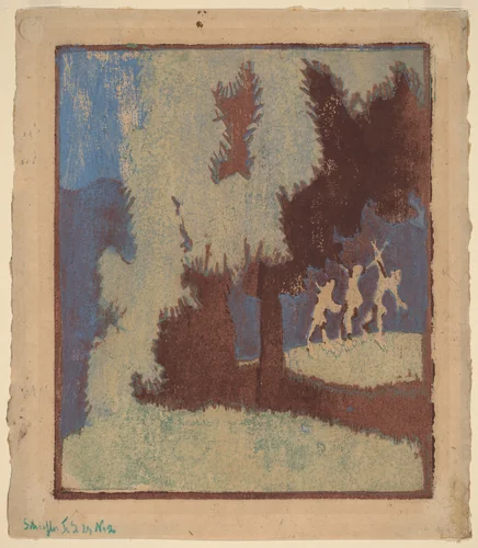 Chestnut Trees in Moonlight by Ernst Ludwig Kirchner, print, 1904