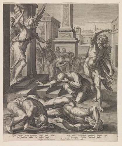 Sodomieten met blindheid geslagen. by Unknown, print, 1583