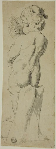 Standing Putto From the Back by Generic Parrocel, drawing, 1700-1799