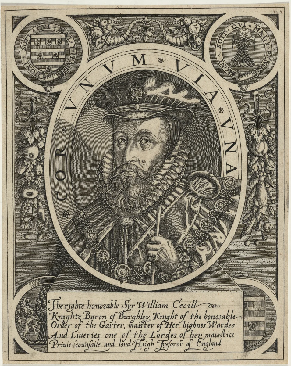 William Cecill, First Baron Burghley by Renold Elstrack, print, 1571-1625