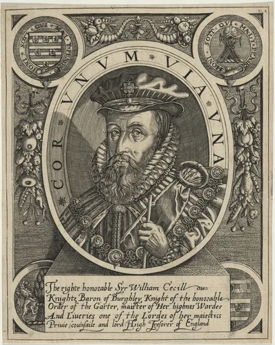 William Cecill, First Baron Burghley by Renold Elstrack, print, 1571-1625