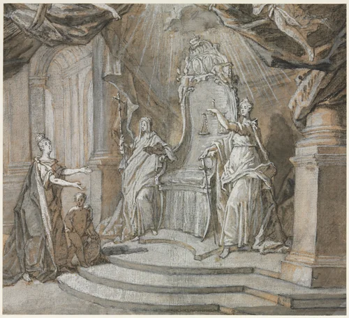 Madame de Maintenon Returning to the Catholic Church [1] by Charles Dominique Joseph Eisen, drawing, 1735-1799