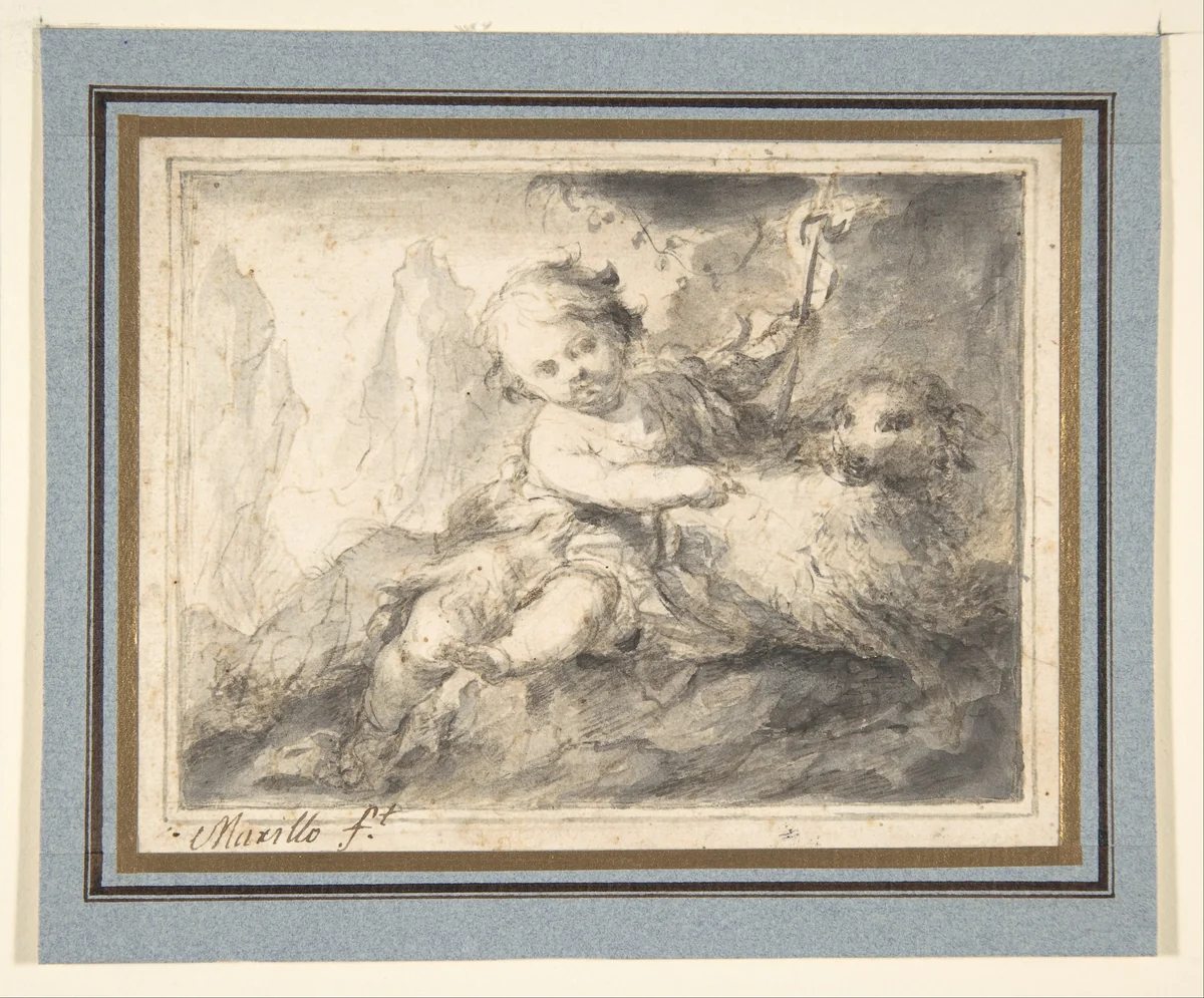The Infant St. John the Baptist by Bartolomé Estebán Murillo, drawing, 1618-1682