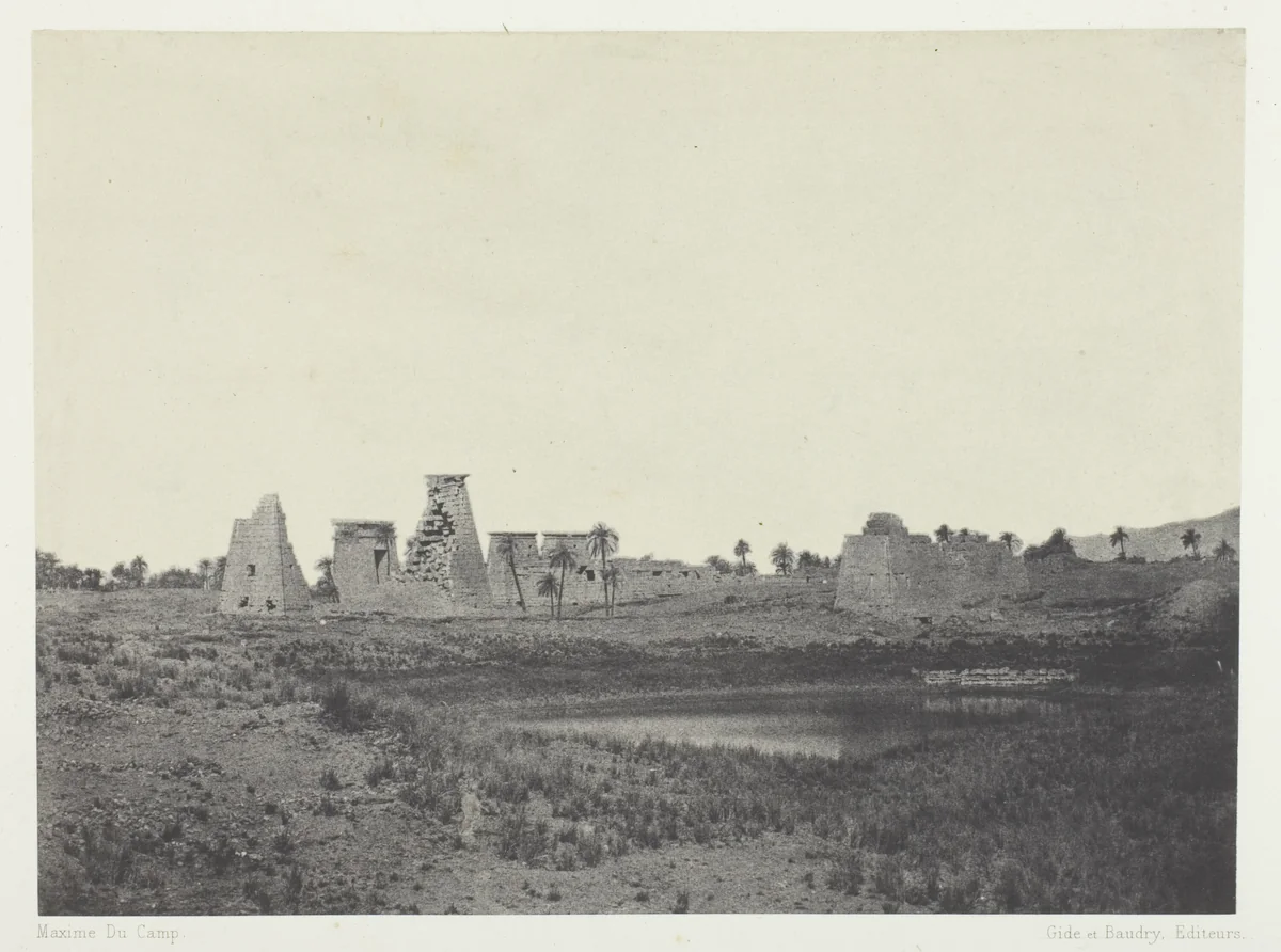 Palais de Karnak, Propylées du Sud; Thèbes, plate 30 from the album "Egypte, Nubie, Palestine et Syrie" (1852) by Maxime Du Camp, photograph, 1849-1851