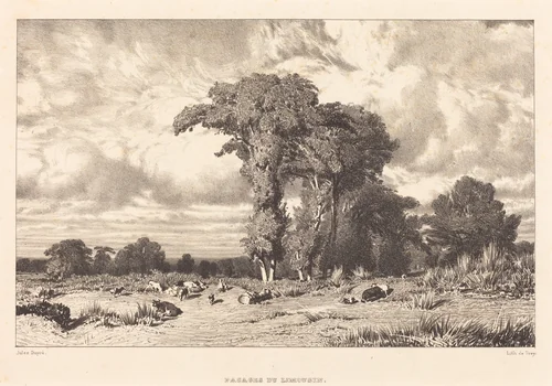 Pastures of Limousin (Pacages du Limousin) by Jules Dupré, print, 1835