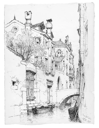 Rio del Erbe, Venice by Andrew Fisher Bunner, artwork, 1885