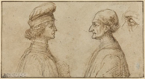 Bust of Two Men [recto] by Sperandio, drawing, 1431-1504