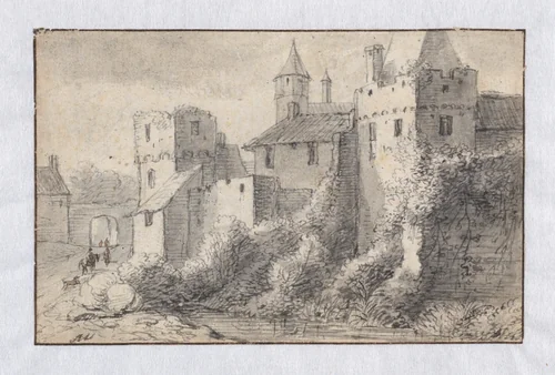 The Winsertor on the Messberg Hamburg (recto); View of the City Walls of Hamburg (verso) by Anthonie Waterloo, drawing, 1658-1660