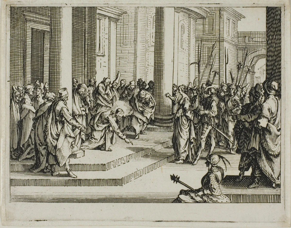 Jesus and the Adulterous Woman, from The New Testament by Jacques Callot, print, 1635