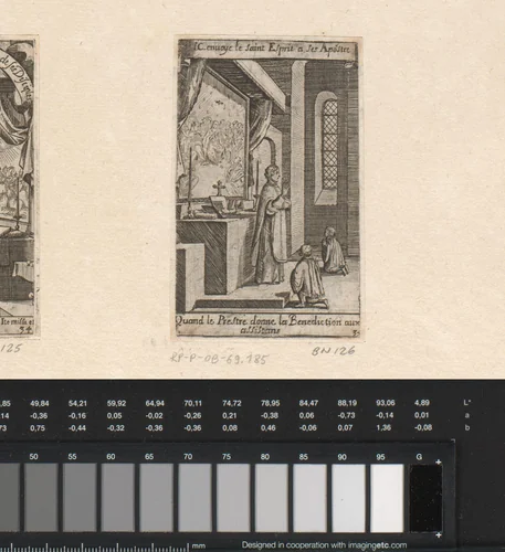 Priester met twee misdienaars voor een altaar by Sébastien Leclerc, print, 1661