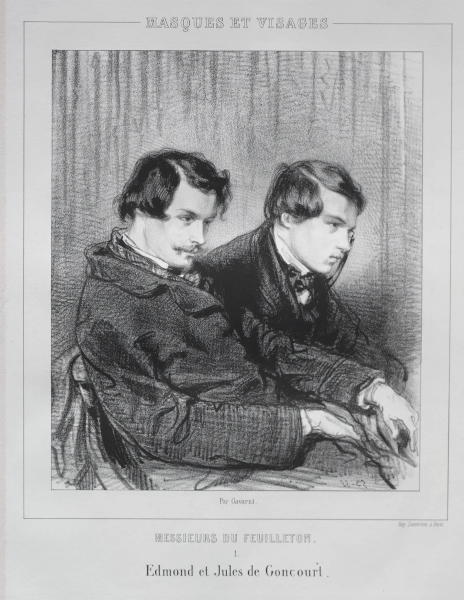 Edmond and Jules de Goncourt by Paul Gavarni, print, 1853