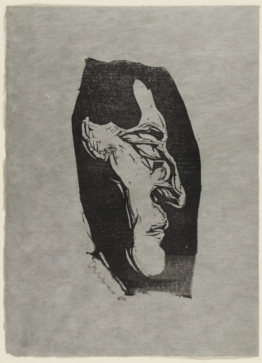 Self Portrait (right profile) by Josef Albers, print, 1916