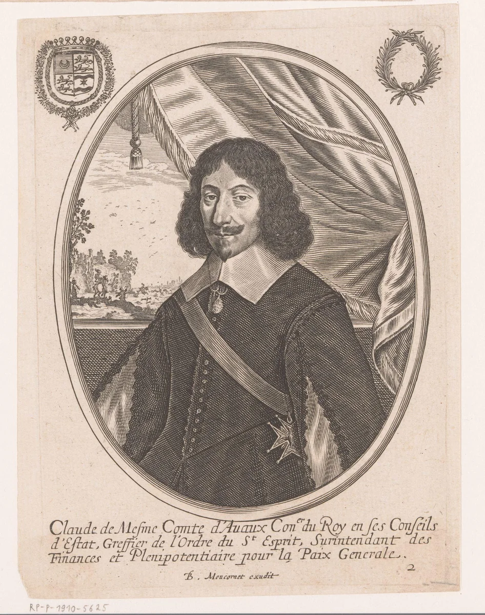 Portret van Claude de Mesmes, graaf van Avaux by anonymous, print, 1625-1668