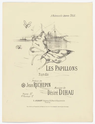 The Butterflies (Les papillons) from Quatorze lithographies originales (Mélodies de Désiré Dihau) by Henri de Toulouse-Lautrec, illustrated book, 1895