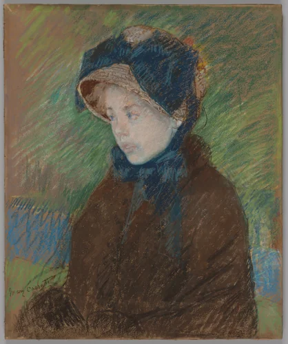 Susan in a Straw Bonnet by Mary Cassatt, drawing, 1878-1888