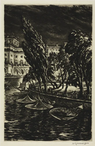 Windy Night, Stockholm by Muirhead Bone, print, 1936