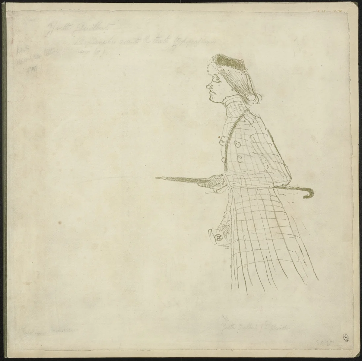 Yvette Guilbert (proof before text) by Henri de Toulouse-Lautrec, illustrated book, 1894
