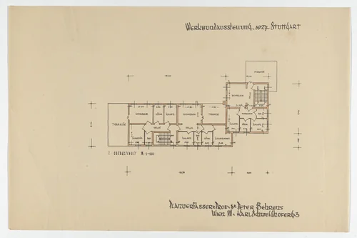Weissenhof Apartment House, "The Dwelling" Exhibition, Stuttgart, Germany (Third floor plan) by Peter Behrens, mies van der rohe archive, 1926