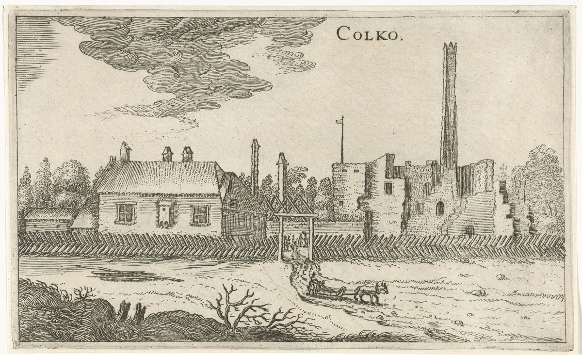 Gezicht op Kolko by Anthony Gout, print, 1639
