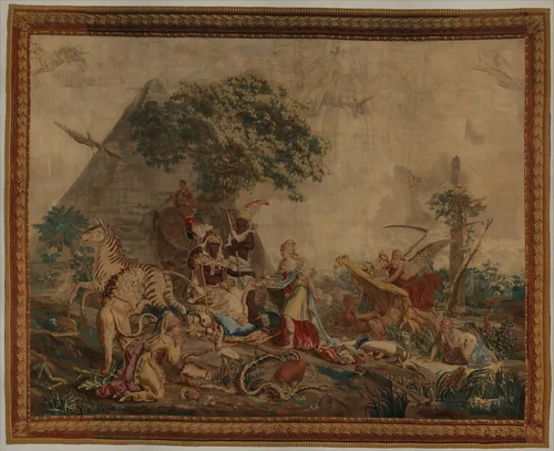 Africa from a set of The Four Continents by Jean Jacques François Le Barbier, textile, 1781-1791