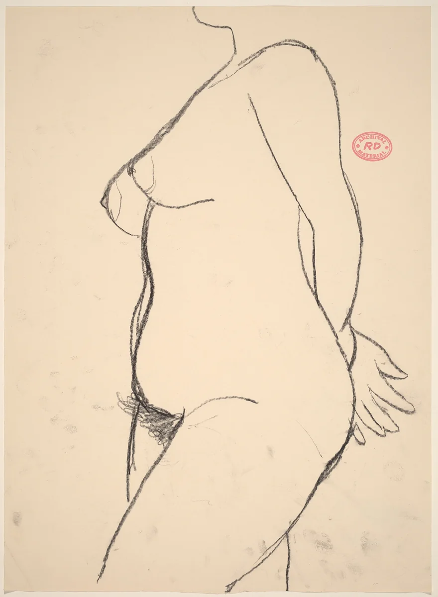 Untitled [side view of nude with her hands behind her back] by Richard Diebenkorn, drawing, 1955-1967