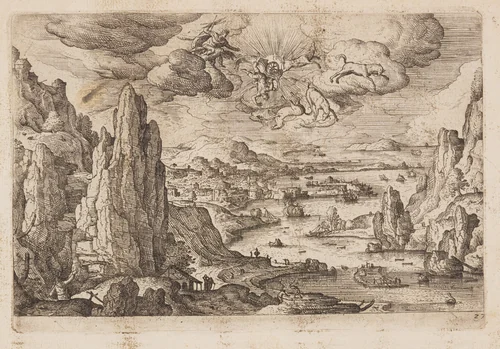 Plate 27, from Landscapes with Scenes from the Old and New Testament and Ovid’s Metamorphoses by Hans Bol, print, 1574