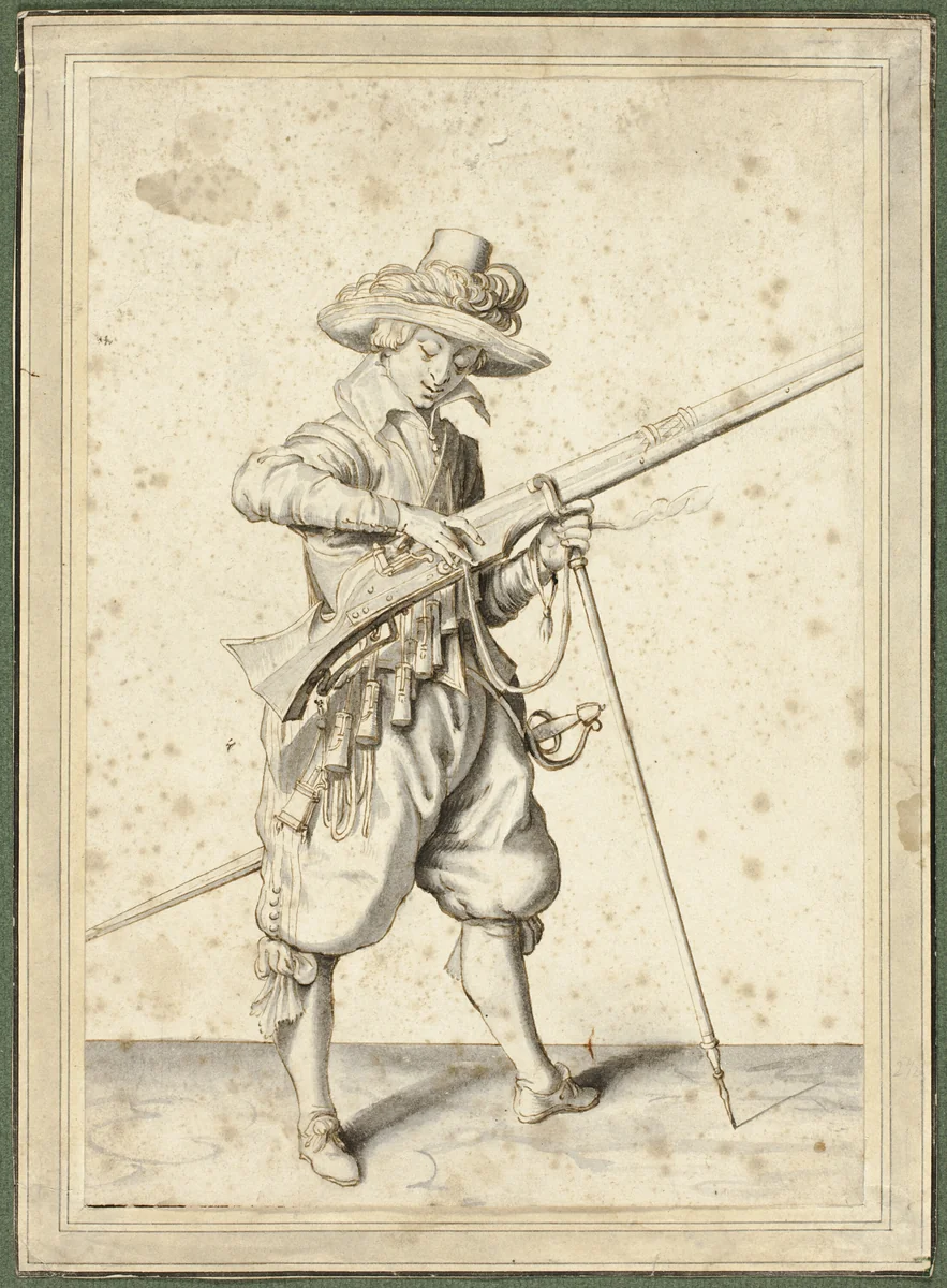 Artilleryman by Jacob de Gheyn II, drawing, 1550-1650