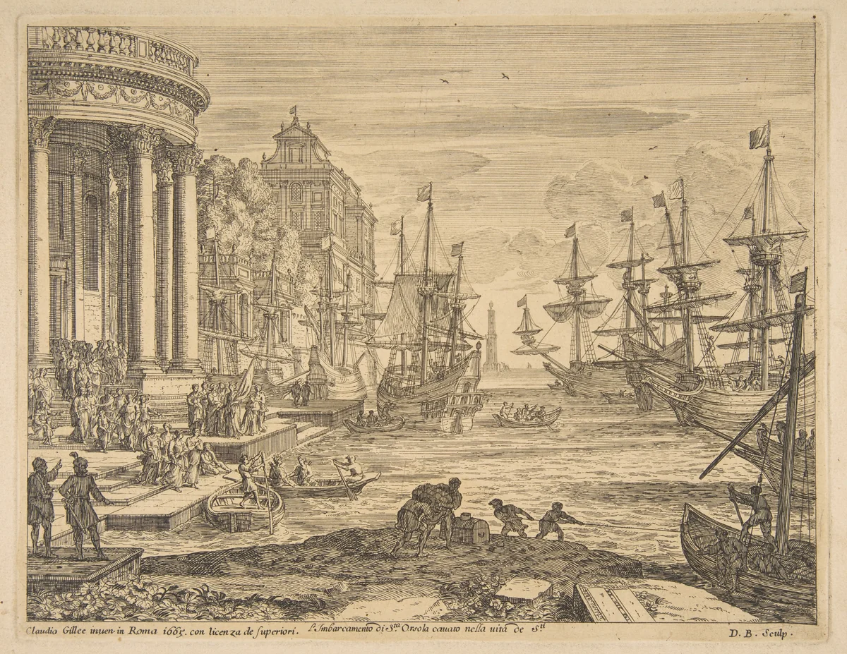 Embarkation of St. Ursula by Claude Lorrain, print, 1665