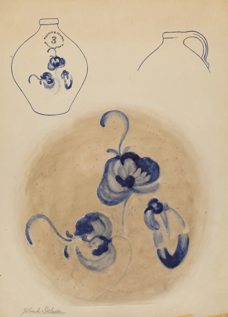 Jug by Yolande Delasser, index of american design, 1936