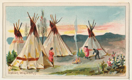 Indian Wigwams, from the Habitations of Man series (N113) issued by W. Duke, Sons & Co. to promote Honest Long Cut Smoking and Chewing Tobacco by The Giles Company, print, 1890