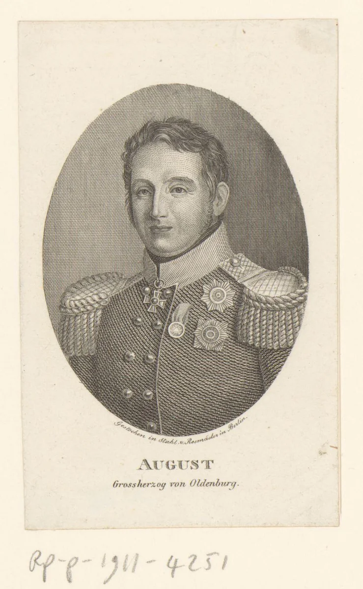 Portret van August van Oldenburg by Friedrich Rossmässler, print, 1785-1858