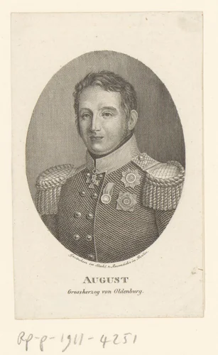 Portret van August van Oldenburg by Friedrich Rossmässler, print, 1785-1858