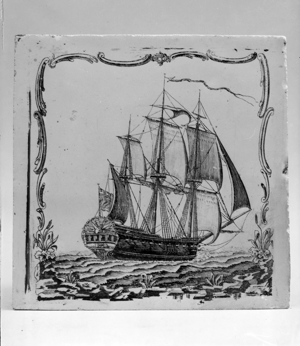 Tile by John Sadler, artwork, 1757-1761
