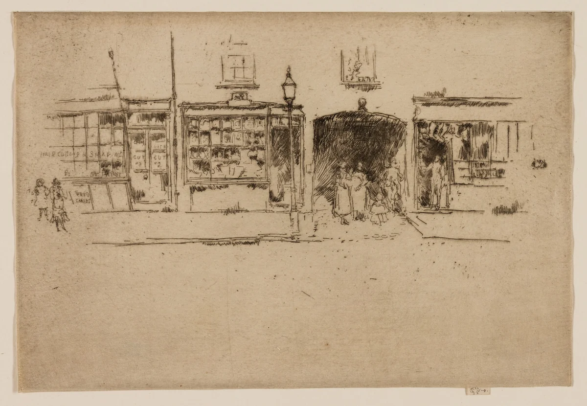 The Barber's Shop, Chelsea by James McNeill Whistler, print, 1886