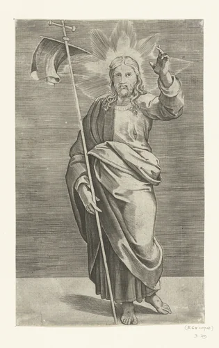 Christus als Salvator Mundi by Marco Dente, print, 1517-1527