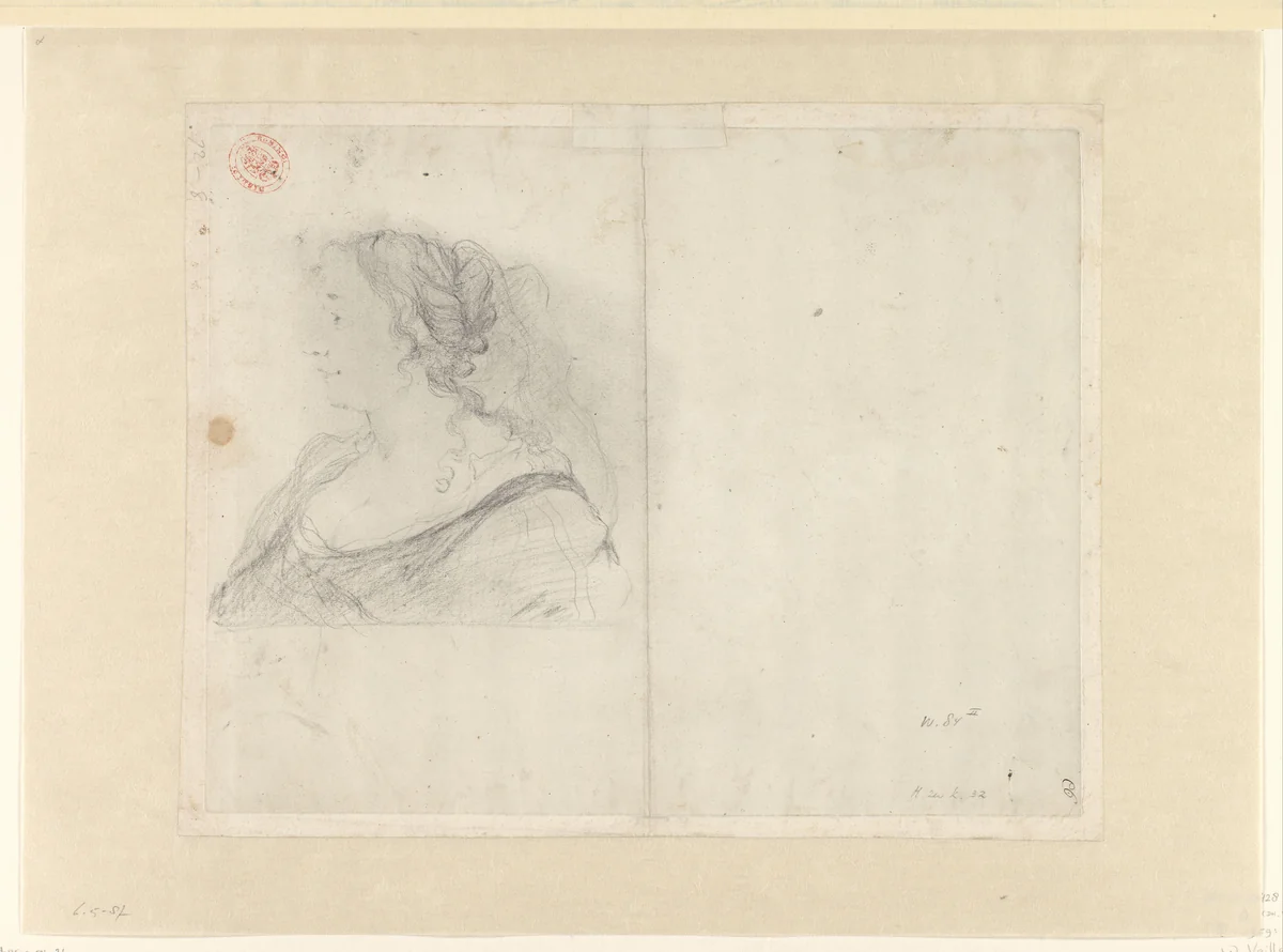 Portret van een vrouw, en profil naar links by Wallerant Vaillant, drawing, 1633-1677