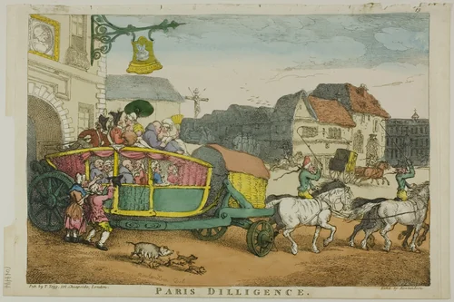 Paris Diligence by Thomas Rowlandson, print, 1810