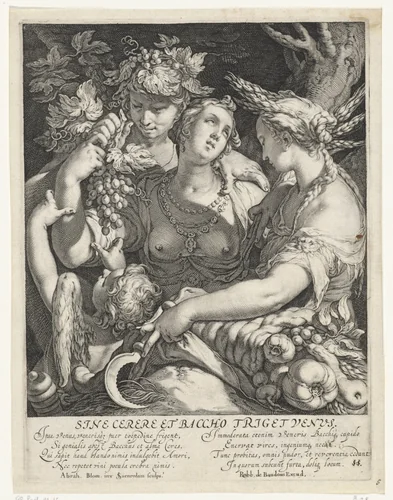 Venus, Bacchus en Ceres by Unknown, print, 1584-1659