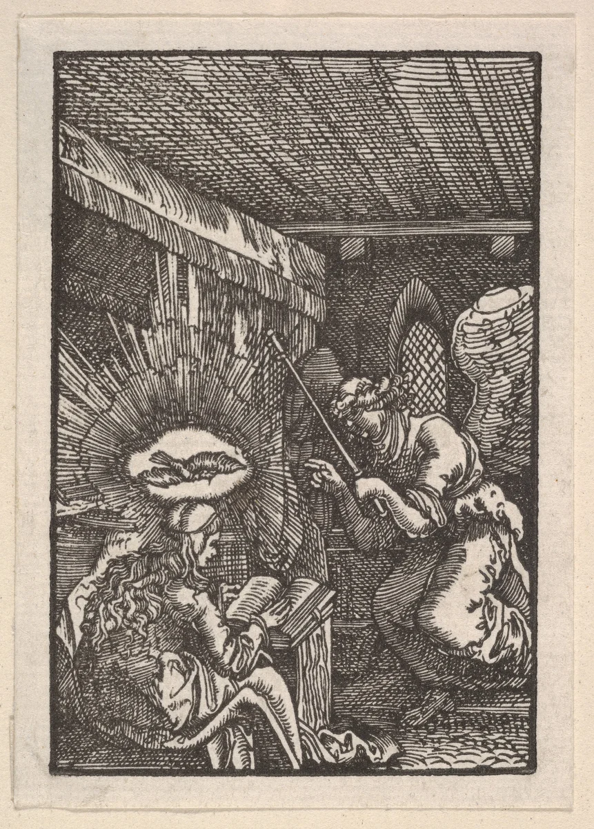 Annunciation, from "The Fall and Salvation of Mankind Through the Life and Passion of Christ" by Albrecht Altdorfer, print, 1500-1538