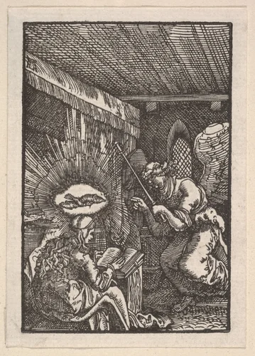 Annunciation, from "The Fall and Salvation of Mankind Through the Life and Passion of Christ" by Albrecht Altdorfer, print, 1500-1538