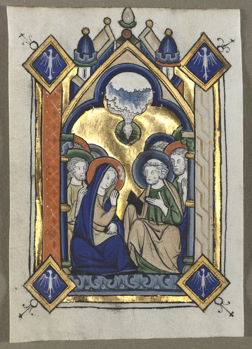 Leaf Excised from a Psalter: The Pentecost by Unknown, manuscript, 1255-1265